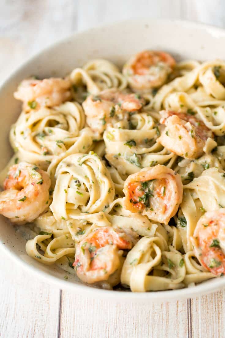 Shrimp Fettuccine Alfredo Pasta Bake - Ahead of Thyme