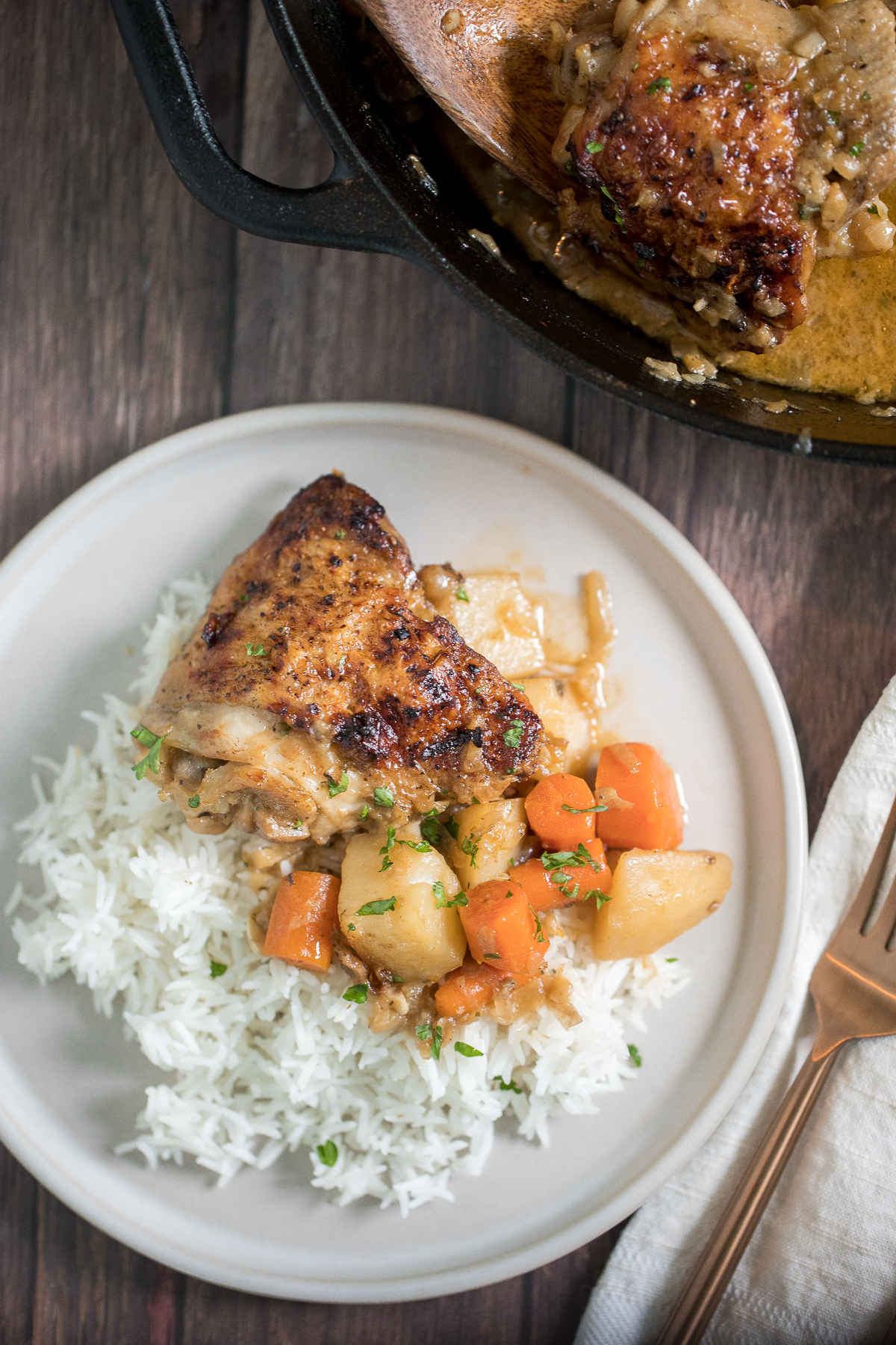 Apple Dijon Braised Chicken Thighs Ahead of Thyme