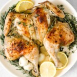 Roasted spatchcock chicken, also called butterflied chicken, cooks faster, stays juicy, and delivers perfectly crispy skin every time. | aheadofthyme.com