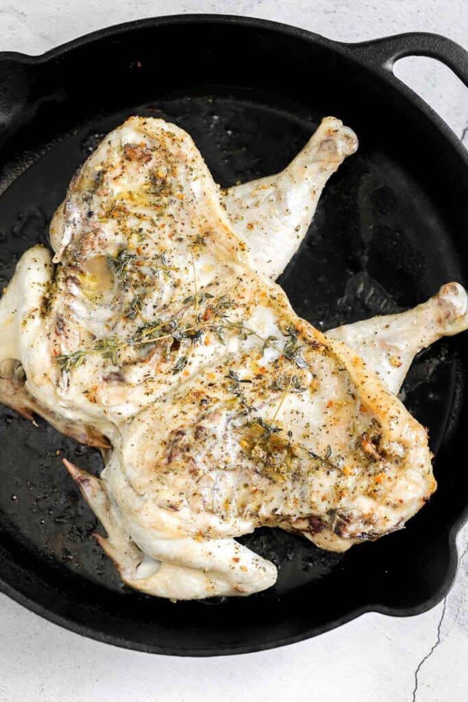 Roasted spatchcock chicken, also called butterflied chicken, cooks faster, stays juicy, and delivers perfectly crispy skin every time. | aheadofthyme.com