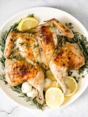 Roasted spatchcock chicken, also called butterflied chicken, cooks faster, stays juicy, and delivers perfectly crispy skin every time. | aheadofthyme.com