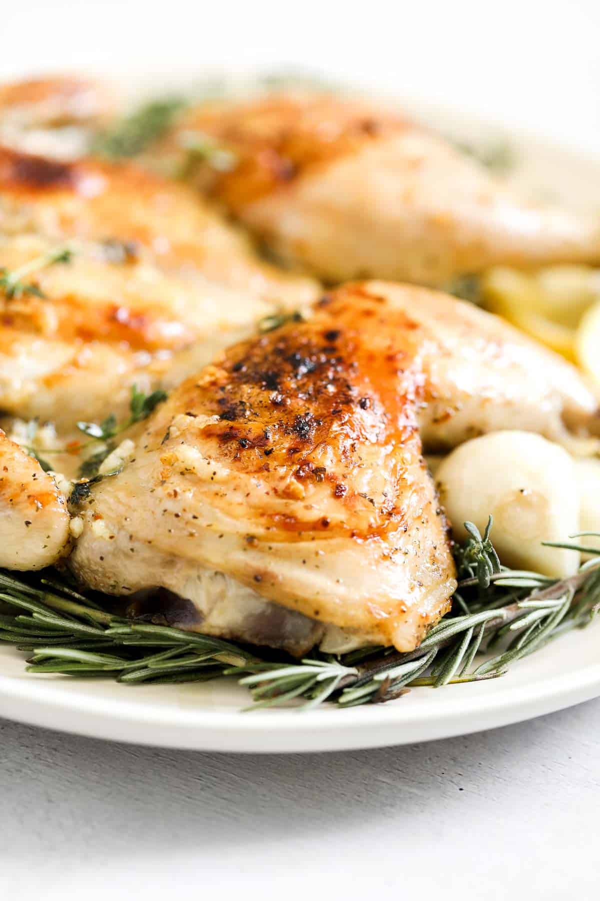 Roasted spatchcock chicken, also called butterflied chicken, cooks faster, stays juicy, and delivers perfectly crispy skin every time. | aheadofthyme.com