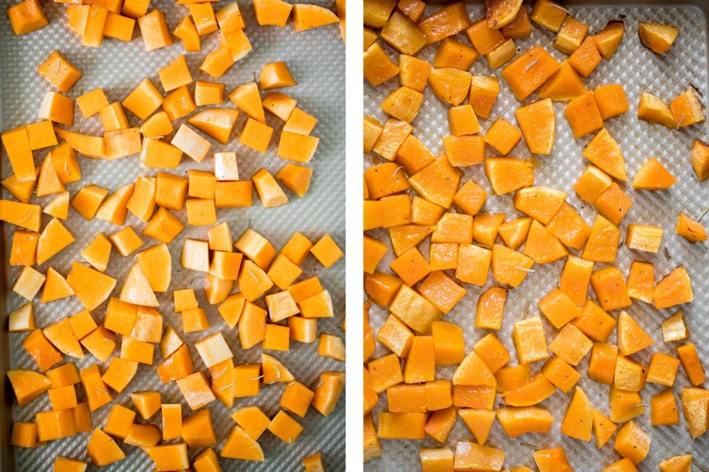 Roasted butternut squash is the easiest vegan side dish you need this fall. It has a ton of flavour with just a few simple pantry staples. | aheadofthyme.com
