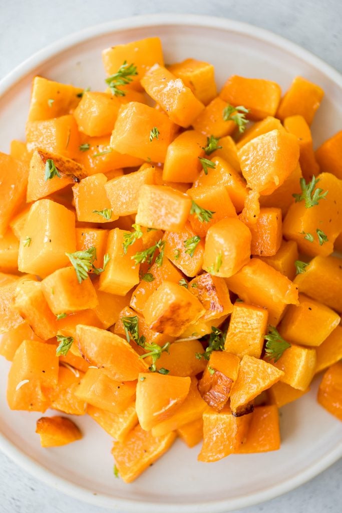 Roasted butternut squash is the easiest vegan side dish you need this fall. It has a ton of flavour with just a few simple pantry staples. | aheadofthyme.com