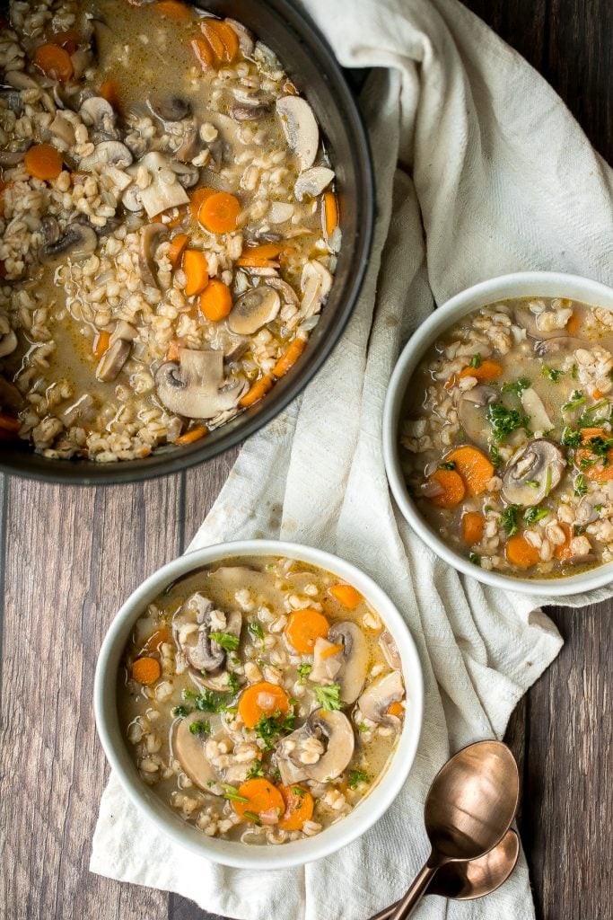 Vegetarian Mushroom Barley Soup - Ahead of Thyme