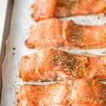 Quick and easy baked maple salmon is so delicious, flaky and flavourful with the perfect balance between sweet and savoury. The best weeknight dinner. | aheadofthyme.com