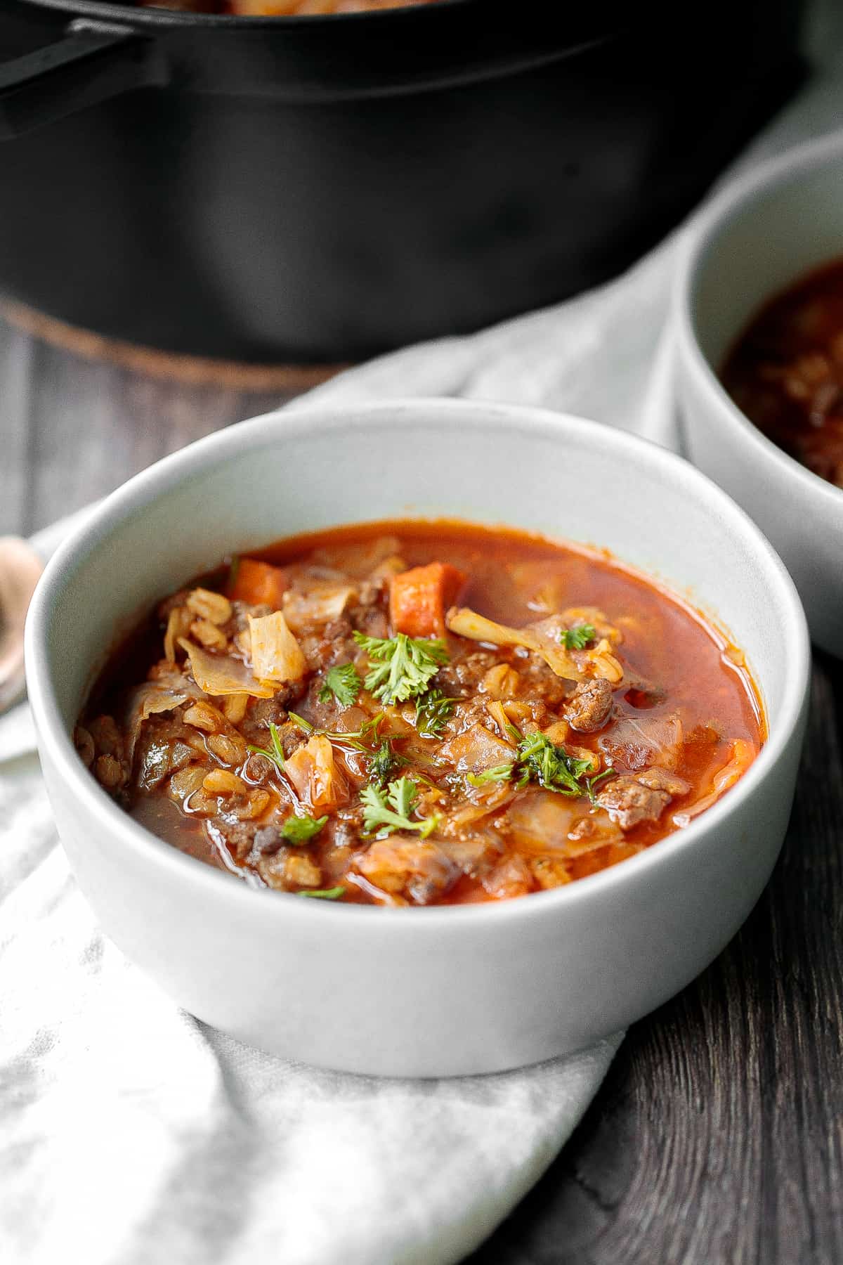 Beef Cabbage Barley Soup Ahead of Thyme