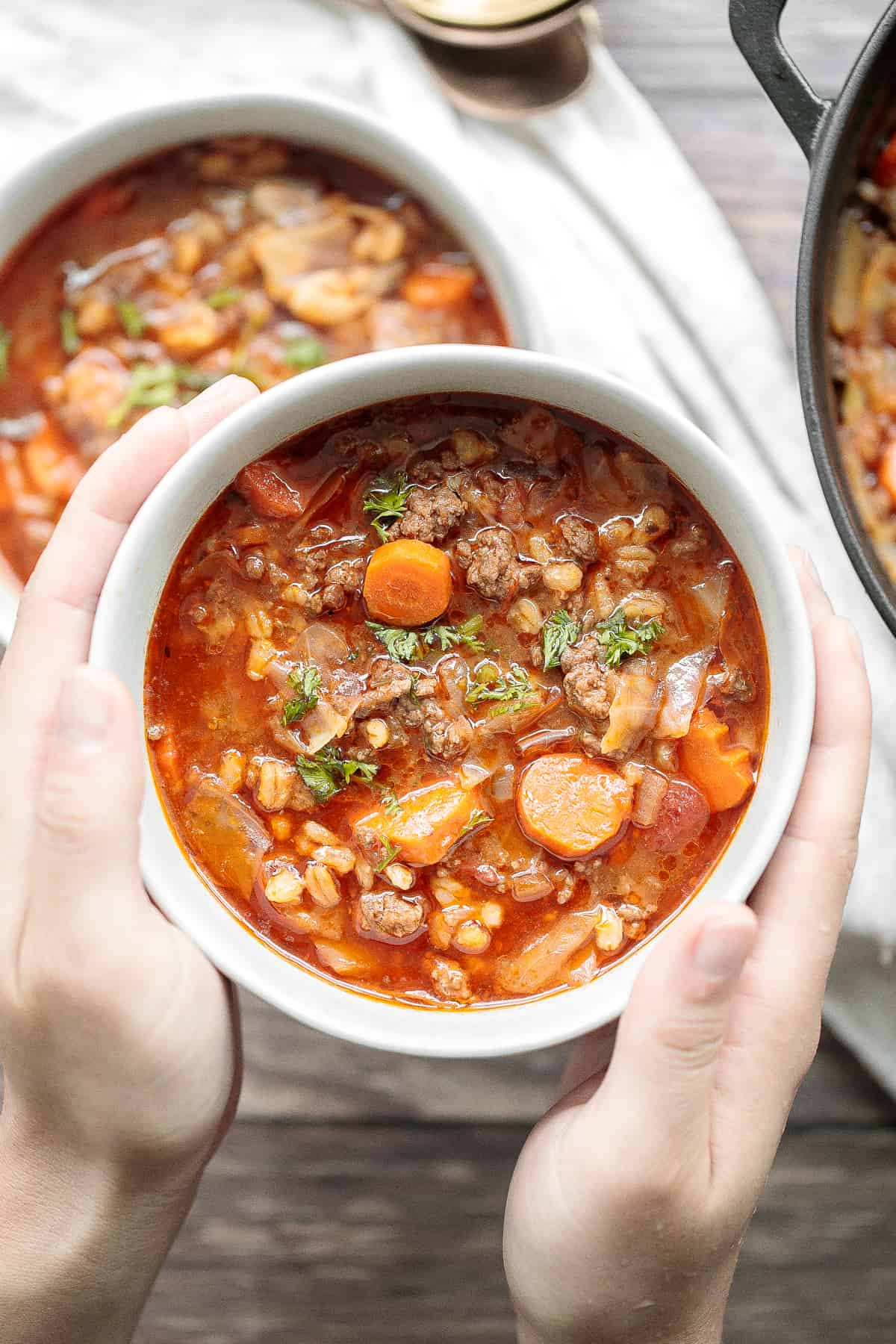 Beef Cabbage Barley Soup Ahead of Thyme