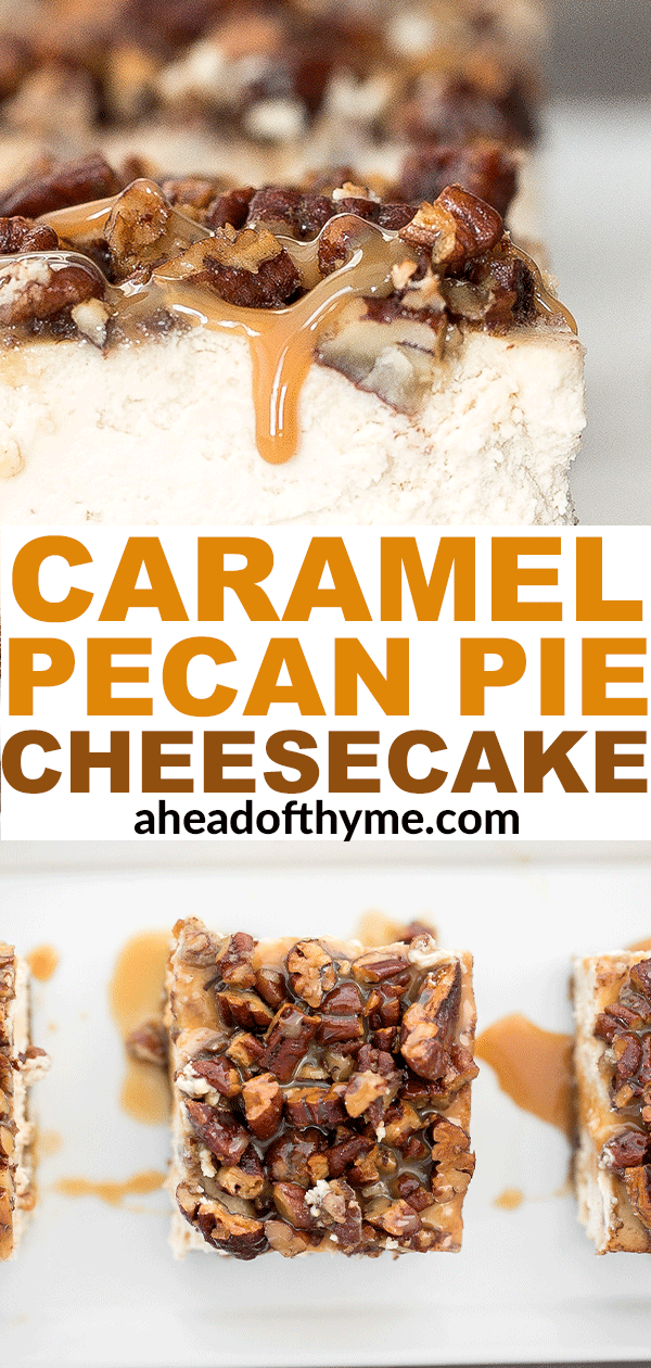 Caramel Pecan Pie Cheesecake Bars