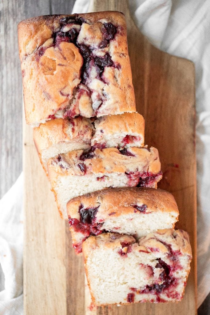 Leftover cranberry sauce swirl pound cake is moist and tender with swirls of cranberry sauce for a sweet and tangy burst of flavour. So easy and delicious. | aheadofthyme.com