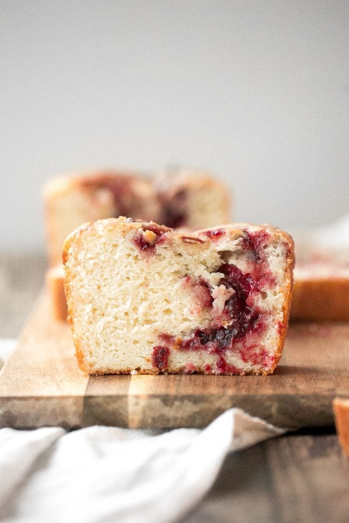 Leftover cranberry sauce swirl pound cake is moist and tender with swirls of cranberry sauce for a sweet and tangy burst of flavour. So easy and delicious. | aheadofthyme.com