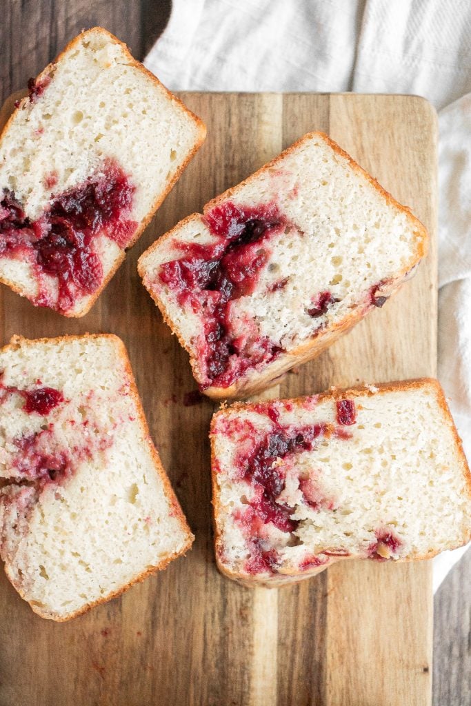 Leftover cranberry sauce swirl pound cake is moist and tender with swirls of cranberry sauce for a sweet and tangy burst of flavour. So easy and delicious. | aheadofthyme.com