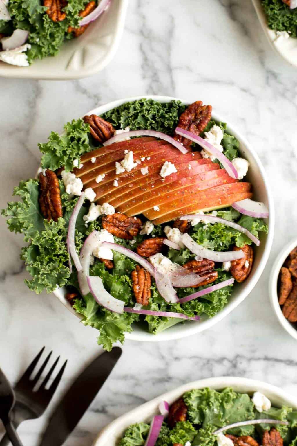 Winter Kale Salad with Apple Cider Vinaigrette and Spiced Pecans ...