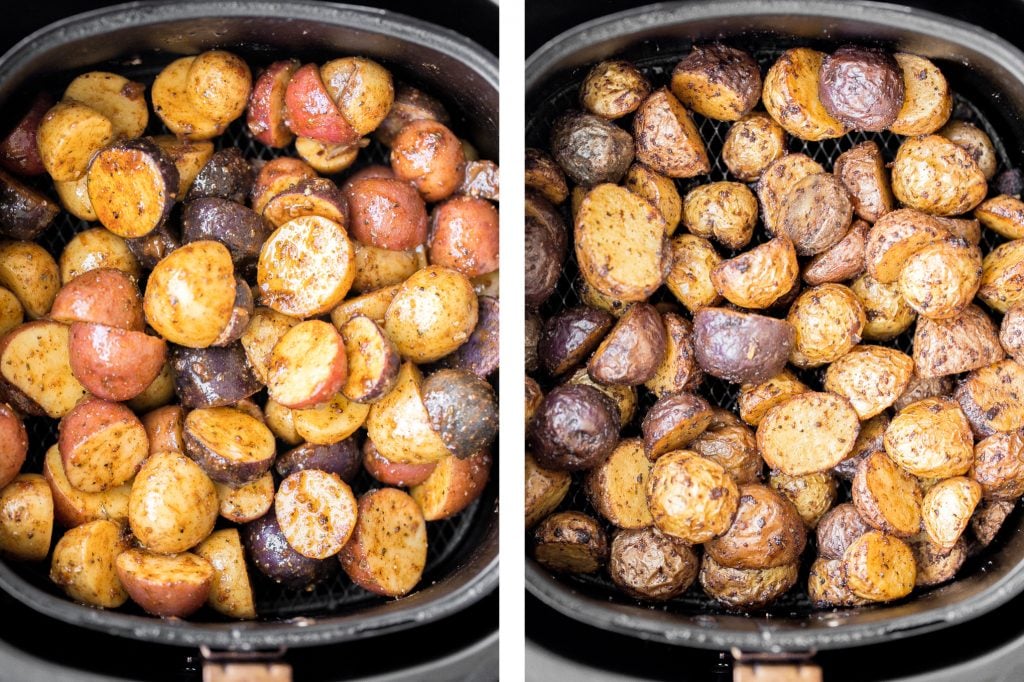 Crispy and tender, easy air fryer baby potatoes are a healthier take on a classic side dish without compromising taste or texture. Cooks in just 20 minutes. | aheadofthyme.com