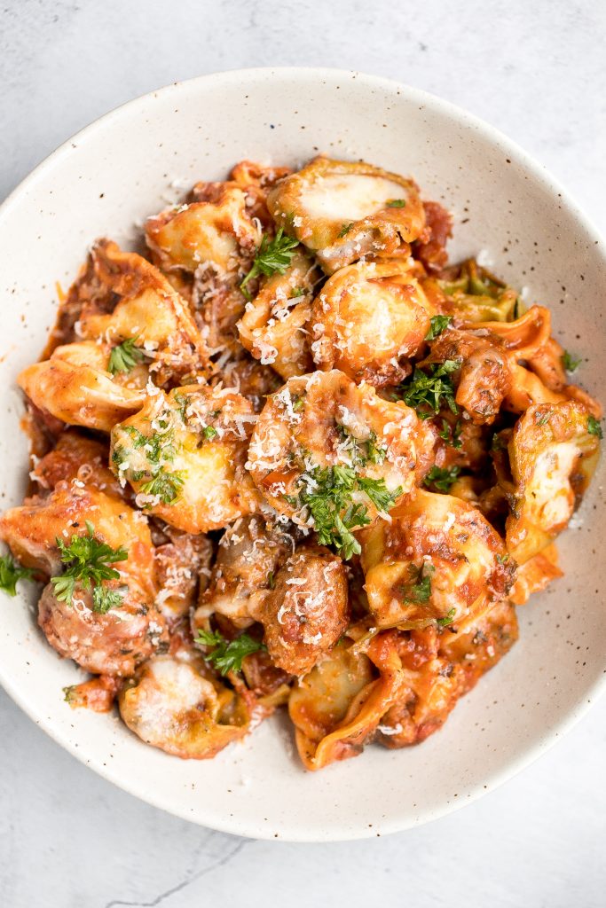 Cheesy Tortellini and Sausage Bake Ahead of Thyme