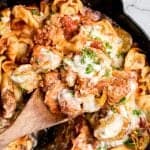 Quick and easy, cheesy tortellini and sausage bake is a delicious 30-minute dinner packed with flavour. A family-favourite comfort food for busy weeknights. | aheadofthyme.com