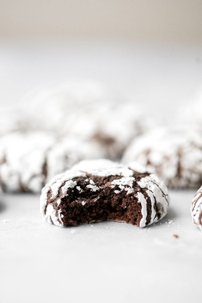 Soft tender chewy chocolate crinkle cookies are a classic Christmas cookie that tastes like a rich fudgy brownie with a crackly crust and coated in sugar. | aheadofthyme.com