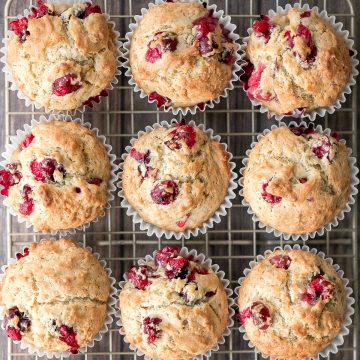 Buttery, soft and moist, cranberry yogurt muffins are packed with tarty and sweet cranberries in every single bite. Great for breakfast, snack or dessert. | aheadofthyme.com