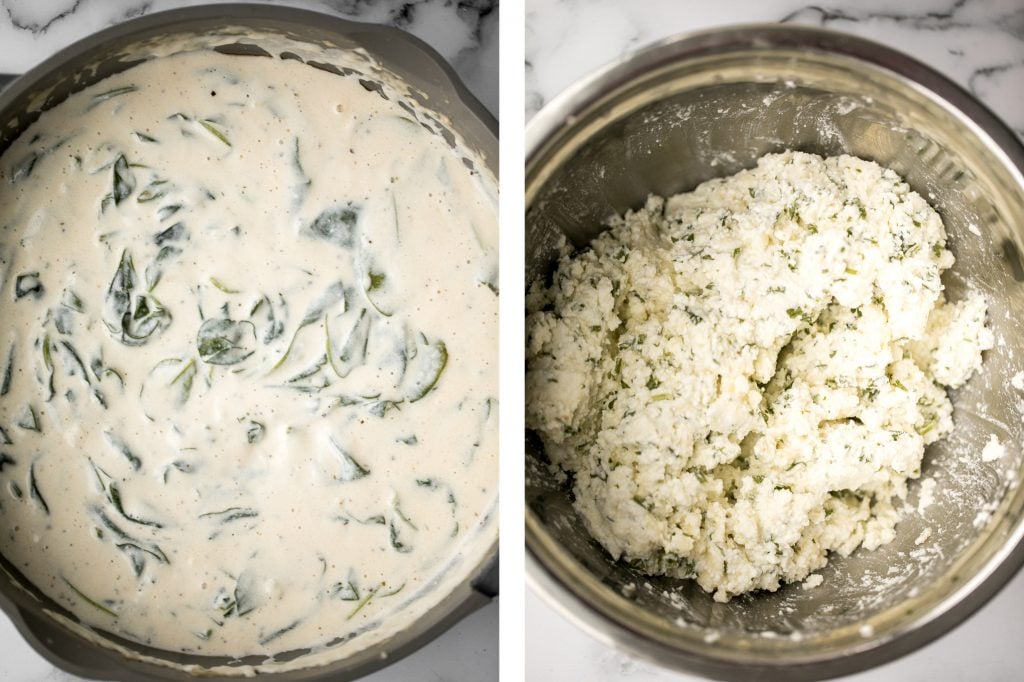 Creamy white chicken and spinach lasagna with tender shredded chicken is the most comforting creamiest cheesiest white lasagna. Easy to make ahead & freeze. | aheadofthyme.com