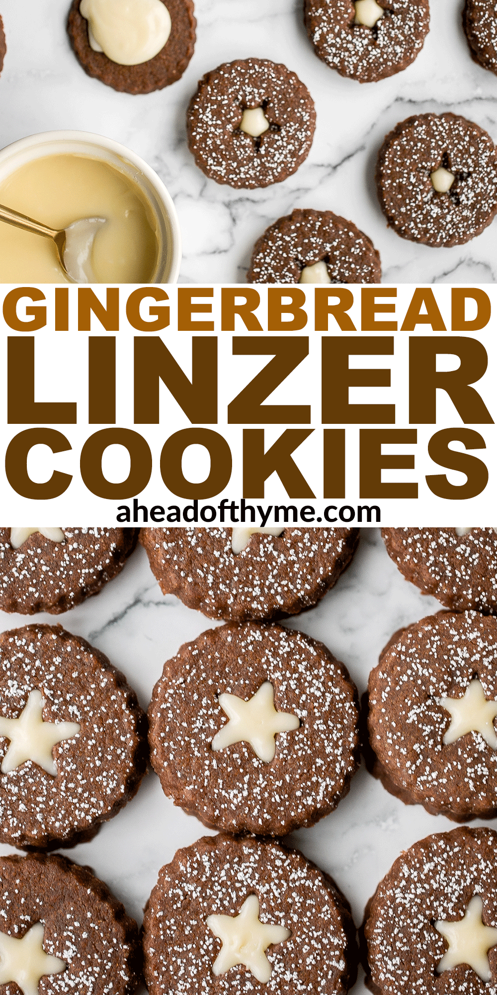 Gingerbread Linzer Cookies with White Chocolate