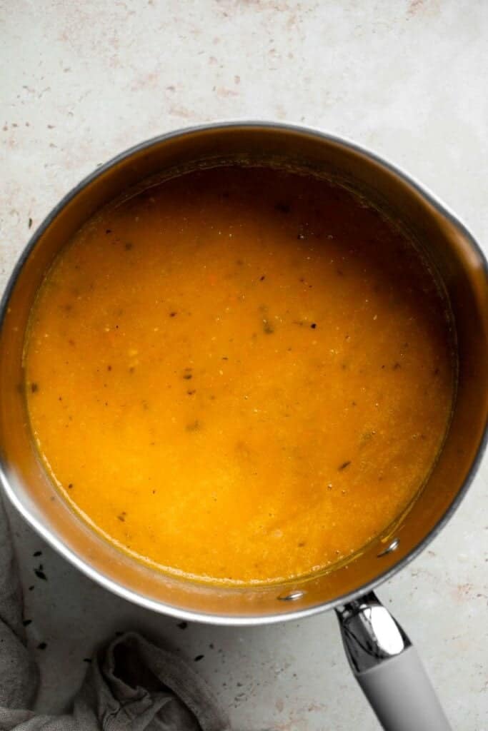 Savor the taste of fall with Roasted Butternut Squash Soup. This vegan soup is healthy, nourishing, and delicious comfort food in a bowl. | aheadofthyme.com