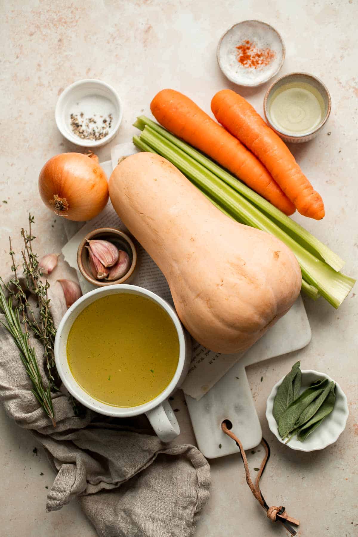 Savor the taste of fall with Roasted Butternut Squash Soup. This vegan soup is healthy, nourishing, and delicious comfort food in a bowl. | aheadofthyme.com