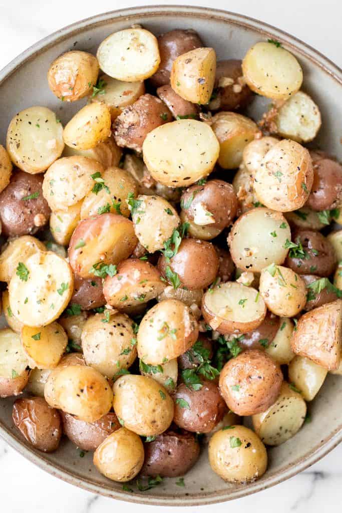 Roasted Garlic Parmesan Baby Potatoes - Ahead of Thyme