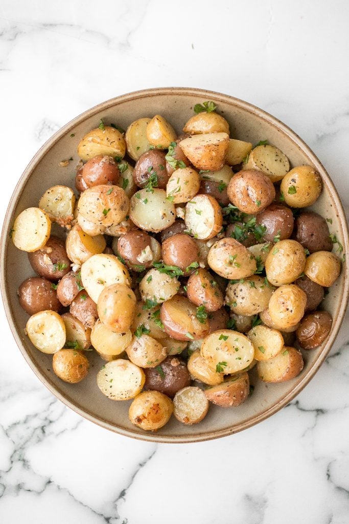 Roasted Garlic Parmesan Baby Potatoes - Ahead of Thyme