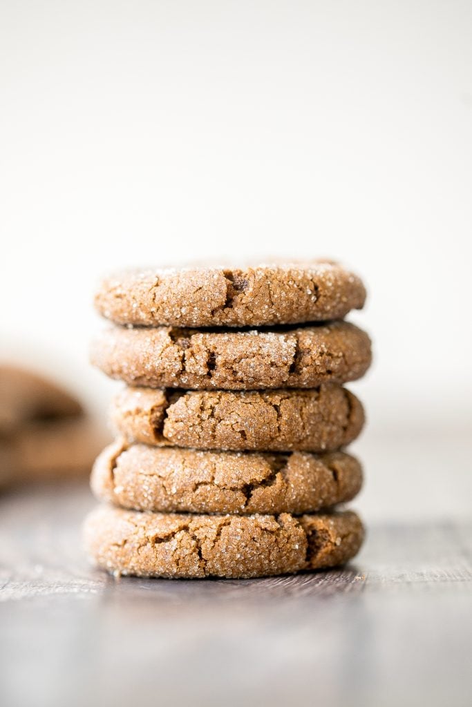 Soft chewy ginger cookies packed with ginger, molasses, and cinnamon spice is the most warm and cozy cookie ever. These holiday cookies stay soft for days. | aheadofthyme.com