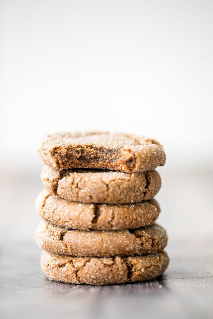 Soft chewy ginger cookies packed with ginger, molasses, and cinnamon spice is the most warm and cozy cookie ever. These holiday cookies stay soft for days. | aheadofthyme.com