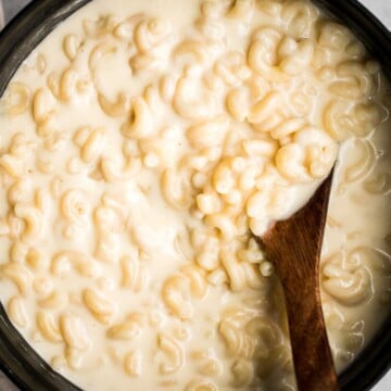 Quick and easy, creamy Stovetop Mac and Cheese with White Cheddar made in one pot and ready in 20 minutes with three cheeses for extra flavor. | aheadofthyme.com