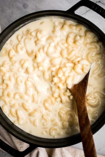 Quick and easy, creamy Stovetop Mac and Cheese with White Cheddar made in one pot and ready in 20 minutes with three cheeses for extra flavor. | aheadofthyme.com