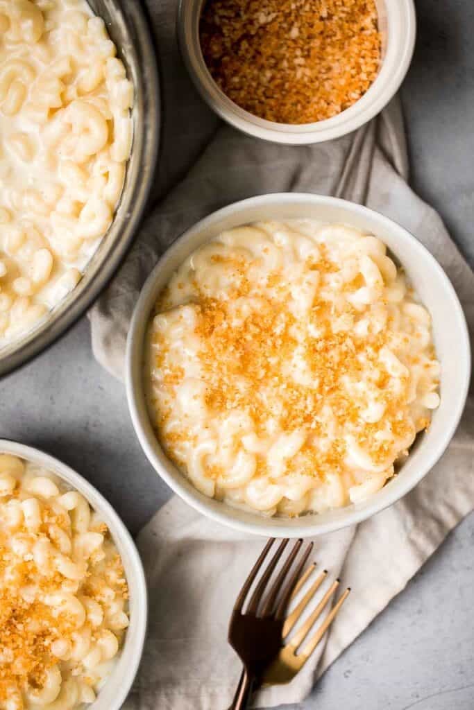 Quick and easy, creamy Stovetop Mac and Cheese with White Cheddar made in one pot and ready in 20 minutes with three cheeses for extra flavor. | aheadofthyme.com