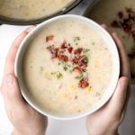 Creamy ham and potato soup is hearty, filling, and so flavourful. This warm and cozy one pot meal is the easiest weeknight meal to make in just 25 minutes. | aheadofthyme.com