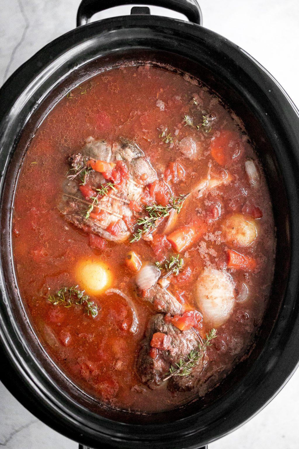 Slow Cooker Leg of Lamb with Vegetables Ahead of Thyme