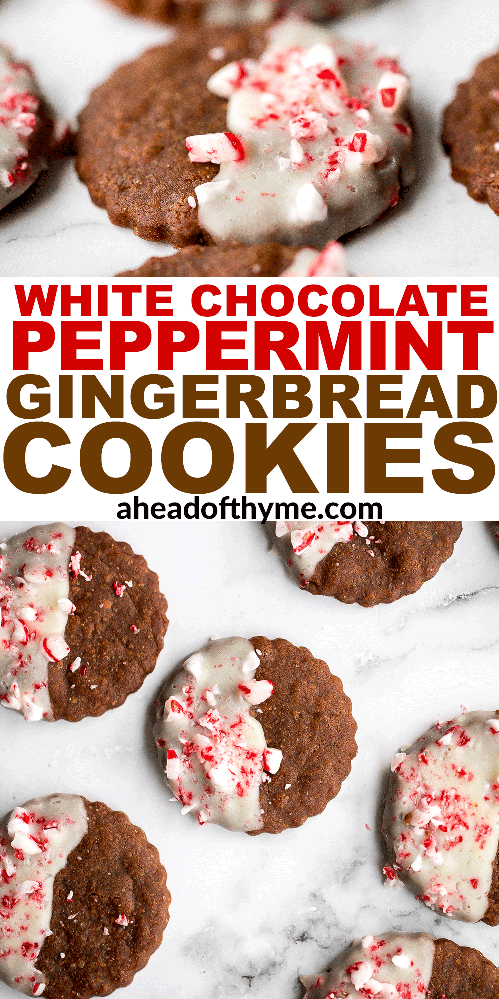 White Chocolate Peppermint Gingerbread Cookies