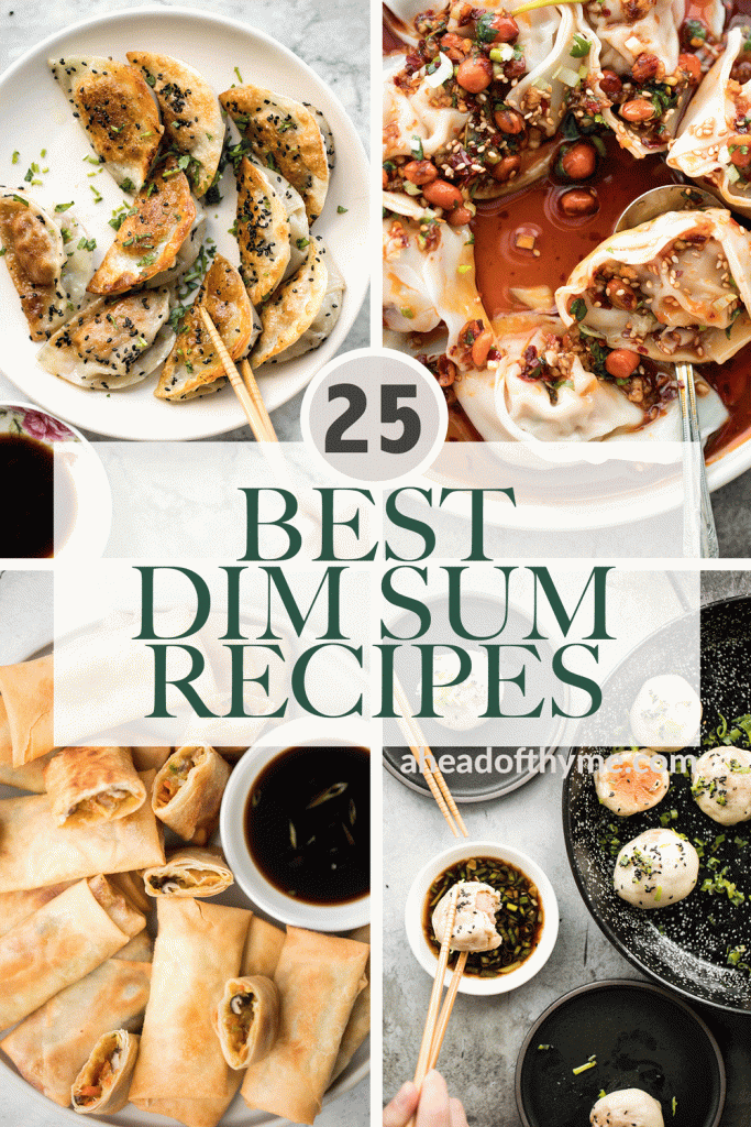 Roundup of the most popular 25 best Chinese dim sum recipes including potstickers, dumplings, steamed buns, spring rolls and more appetizers. | aheadofthyme.com