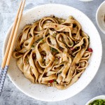 Quick and easy biang biang spicy noodles is a simple, flavourful and vegan noodle dish made with a few ingredients and in under 10 minutes. | aheadofthyme.com