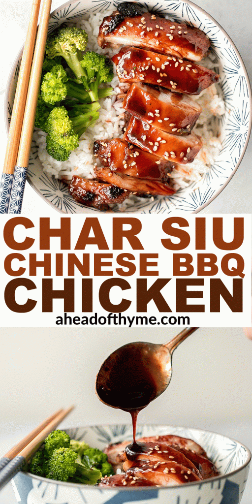 Sweet sticky and savoury Char Siu (Chinese BBQ) chicken is a delicious dinner packed with classic Asian flavours with incredible flavour. | aheadofthyme.com