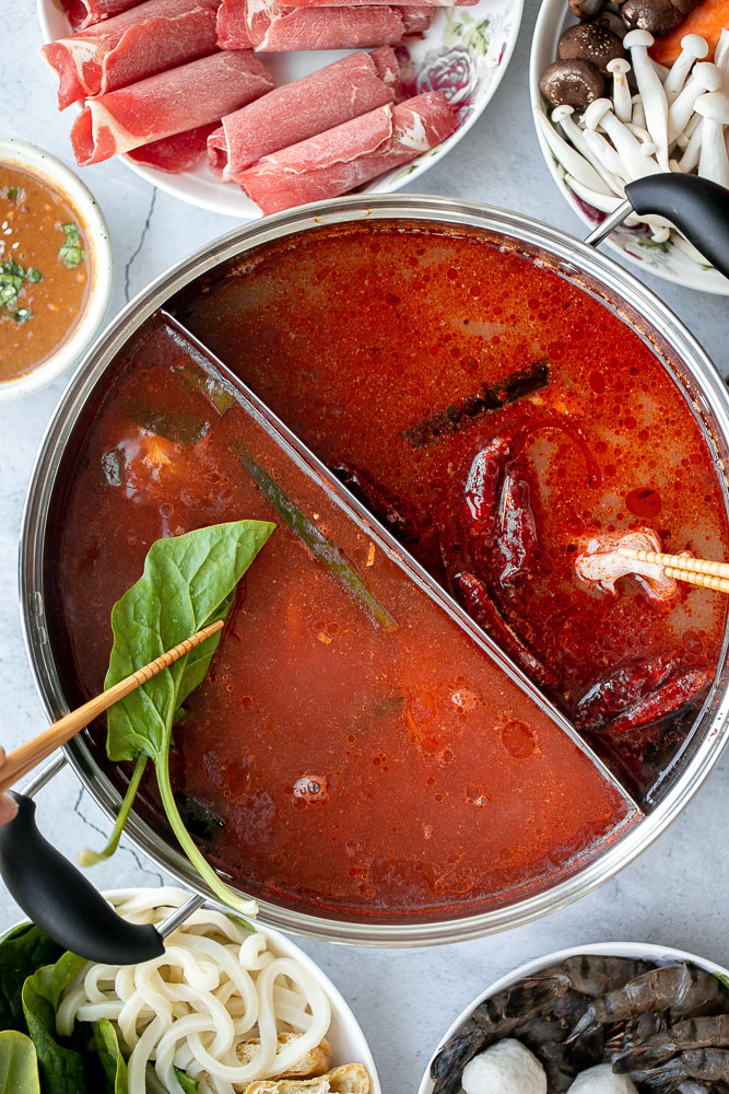 Chinese hot pot at home is a warm, comforting social meal to enjoy with family or a small group of friends. Delicious, easy to prepare, and customizable. | aheadofthyme.com