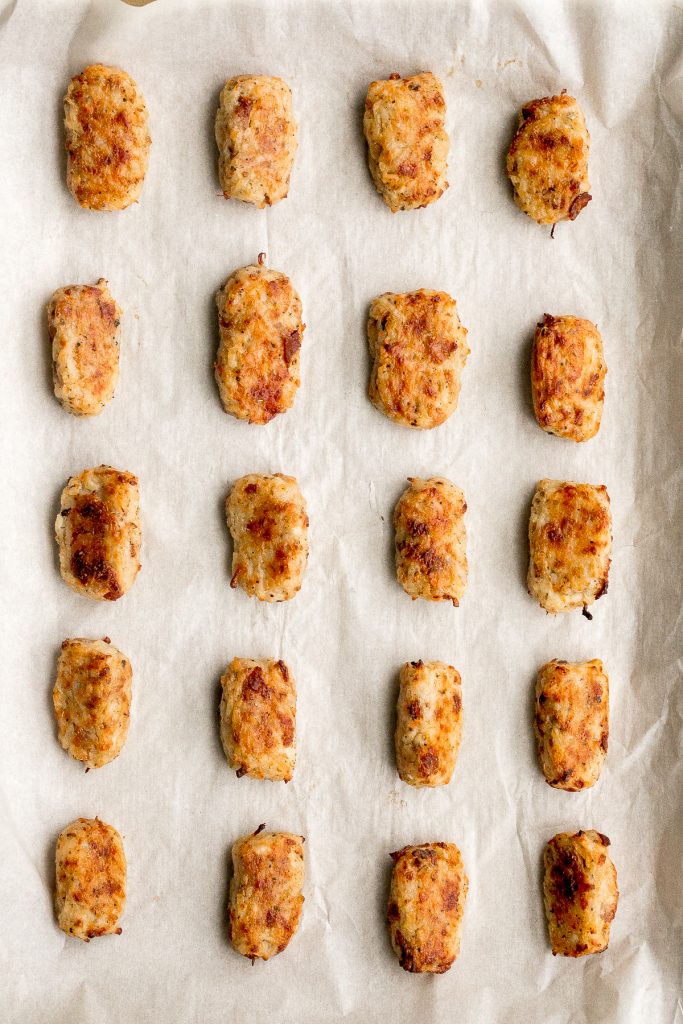 Homemade tater tots with bacon are golden and crispy on the outside, yet soft and tender inside. They're packed with flavour and a total family favourite. | aheadofthyme.com