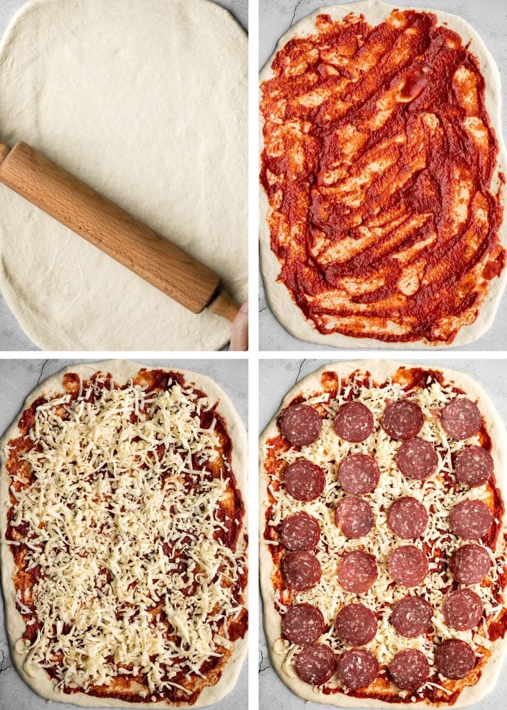 Easy pepperoni pizza rolls are crispy on the bottom, tender and chewy inside, packed with pepperoni and cheese, and baked until bubbly. | aheadofthyme.com