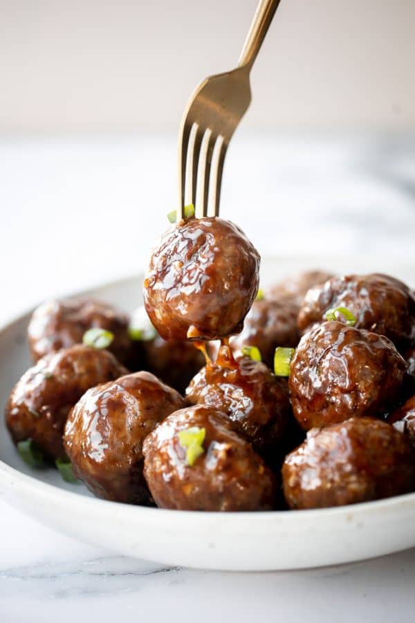 Sticky Honey Garlic Meatballs Ahead of Thyme