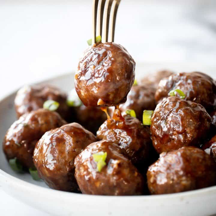 Sticky Honey Garlic Meatballs Ahead of Thyme