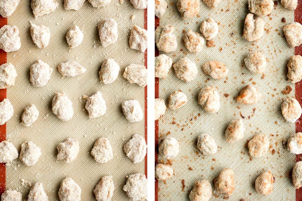 Sticky crispy baked sweet chili chicken bites is better than takeout and so easy to make healthier at home. An easy dinner or game day appy. | aheadofthyme.com