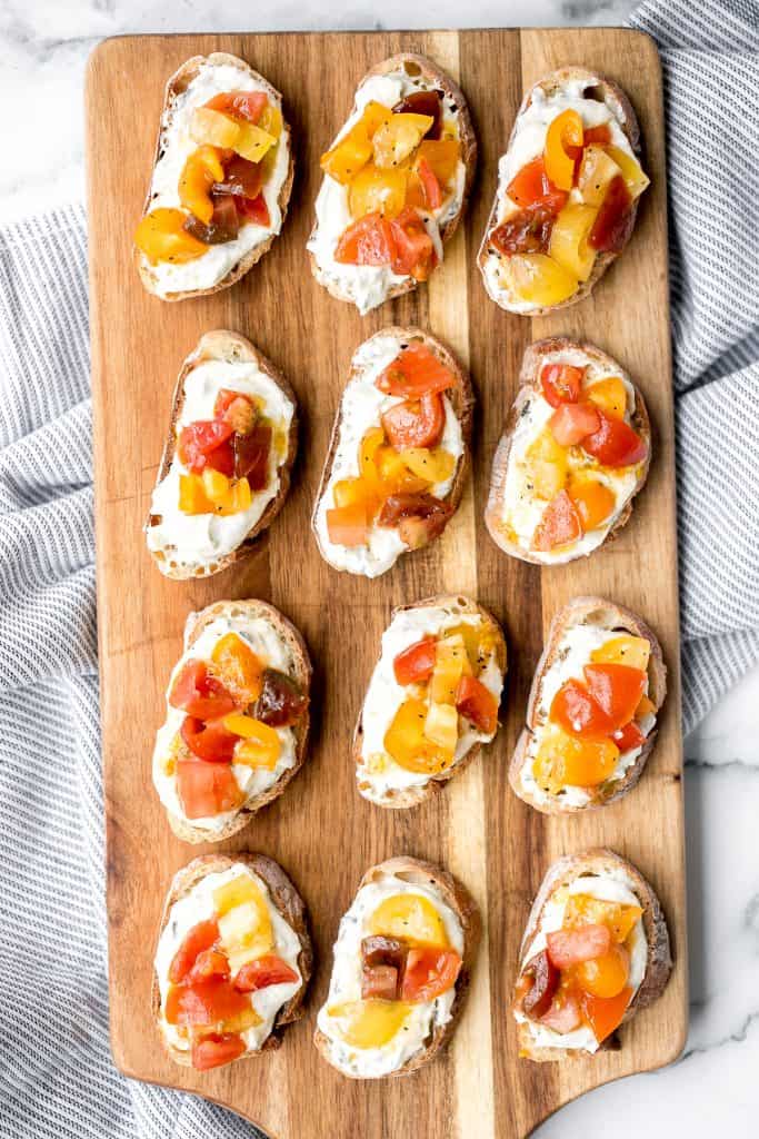 Ricotta Crostini with Edible Flowers Recipe