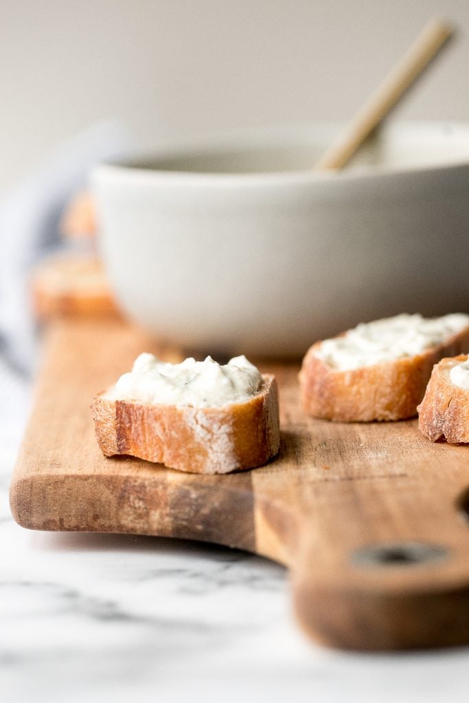 Light and airy, whipped ricotta dip is so easy to make in just 5 minutes with a few fresh ingredients including fresh herbs, olive oil, garlic, and honey. | aheadofthyme.com