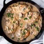 Chicken marsala in creamy mushroom sauce is a quick and easy 30-minute chicken dinner that is pure comfort food goals. A total crowd favourite. | aheadofthyme.com