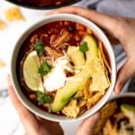 Hearty chicken tortilla soup is a delicious, wholesome and filling soup that you can make in about 30 minutes, packed with classic Mexican flavours. | aheadofthyme.com