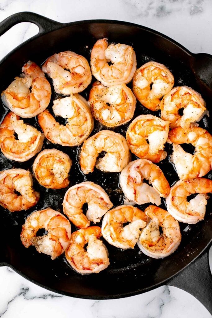 Creamy garlic shrimp is a delicious, quick and easy 15-minute meal (including prep!) that you need to include in your weeknight dinner meal plan. | aheadofthyme.com